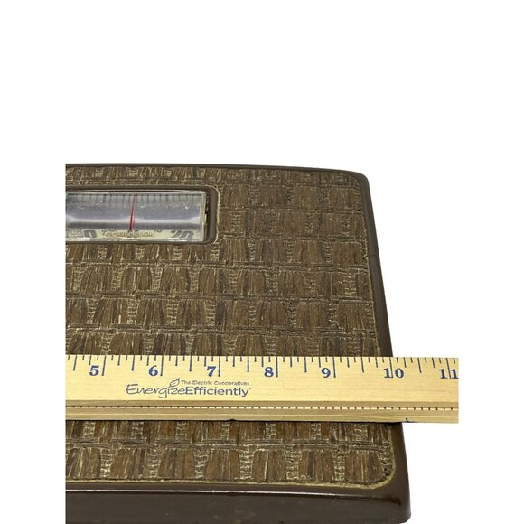 VTG Counselor Bathroom Scale 1960s Wicker Basket Weave Design MCM Retro 10"x9.5" - Picture 10 of 10